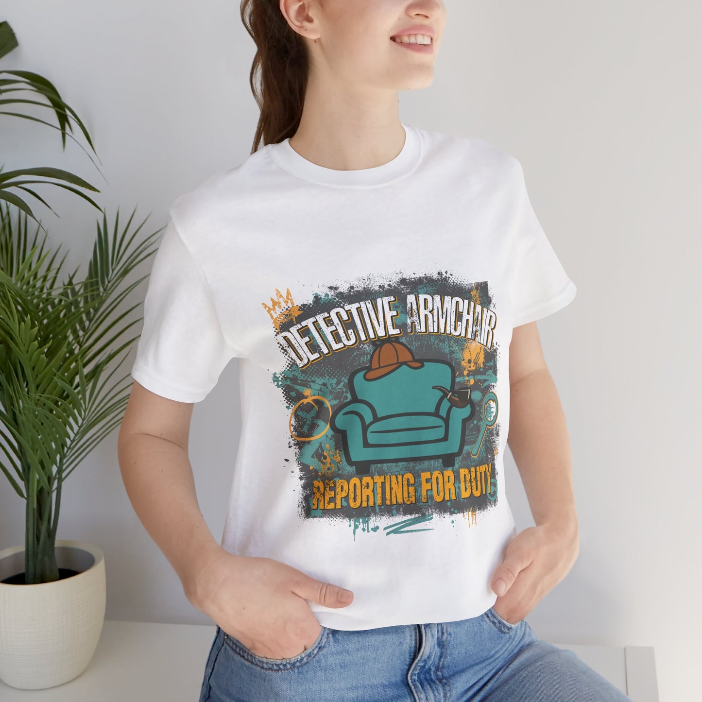 Detective Armchair Reporting for Duty Funny True Crime Graphic T-Shirt