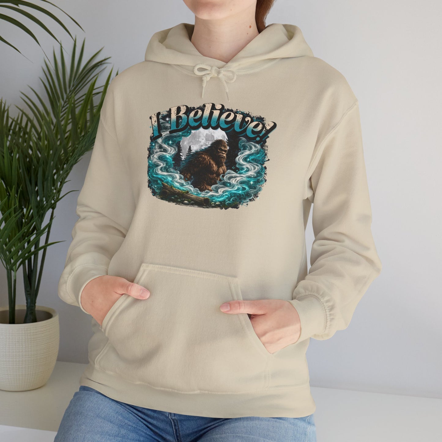 I Believe! Bigfoot Hoodie | Sasquatch Cryptid Wilderness Pullover Sweatshirt