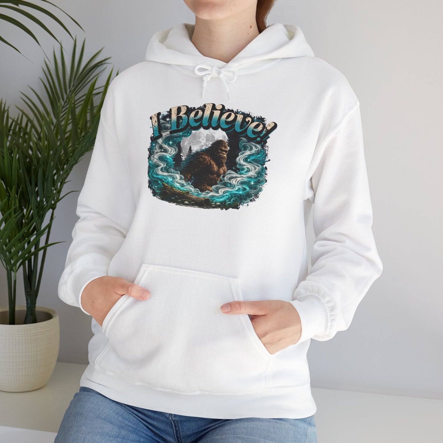 I Believe! Bigfoot Hoodie | Sasquatch Cryptid Wilderness Pullover Sweatshirt