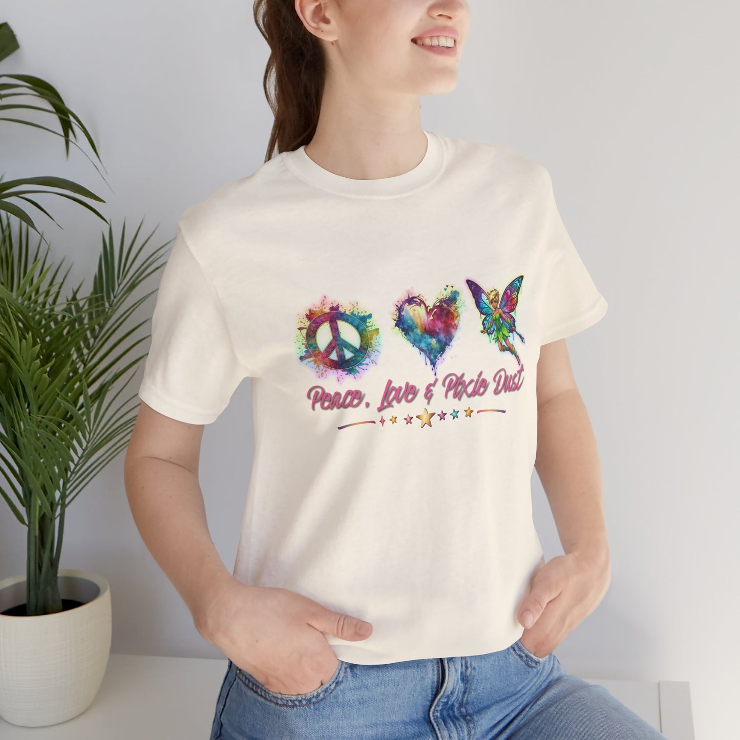 Peace, Love & Pixie Dust Watercolor Fantasy T-Shirt