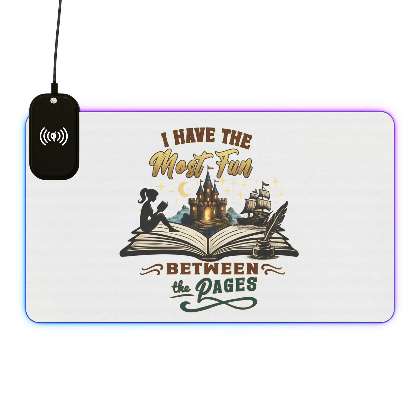 I Have the Most Fun Between the Pages Mouse Pad | Fantasy Book Lover Desk Mat | BookTok Gaming & Office Accessory