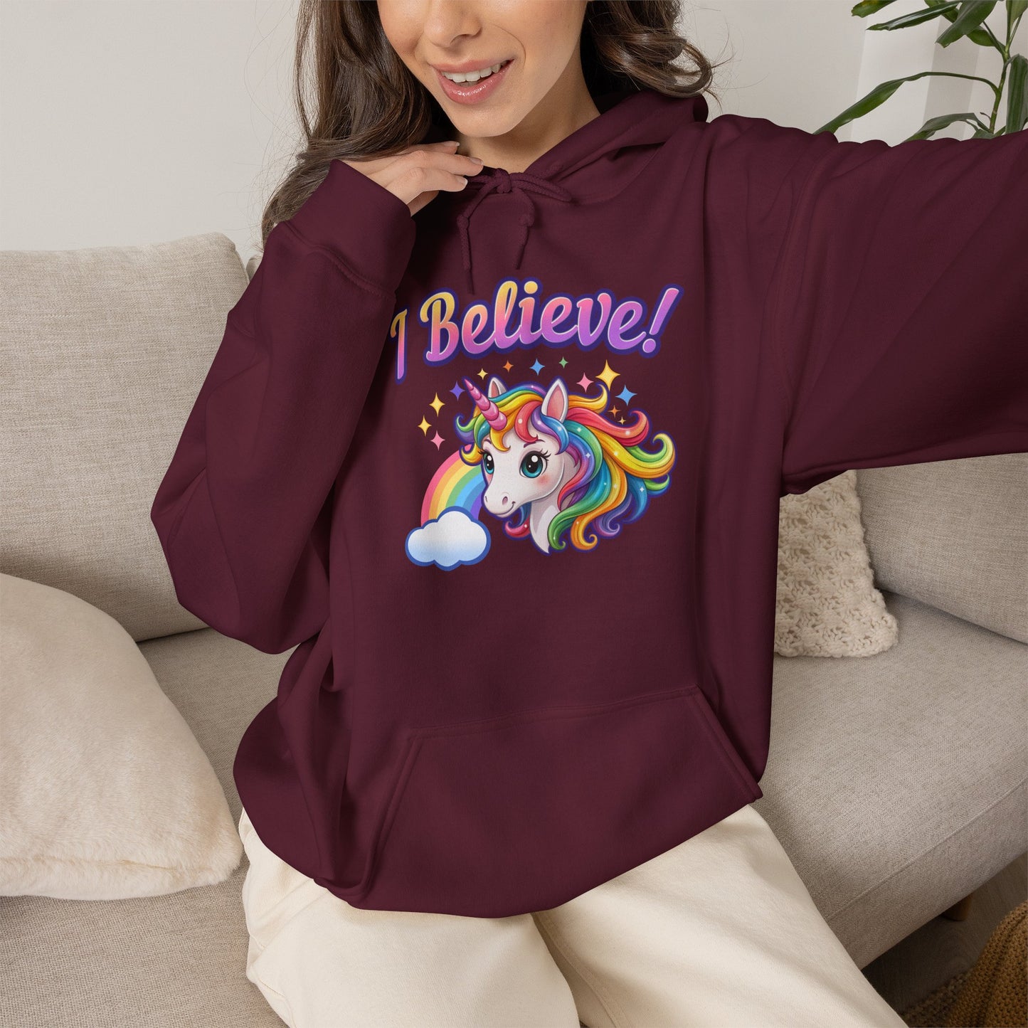 I Believe! Unicorn Hoodie | Colorful Fantasy Mythical Creature Pullover Sweatshirt