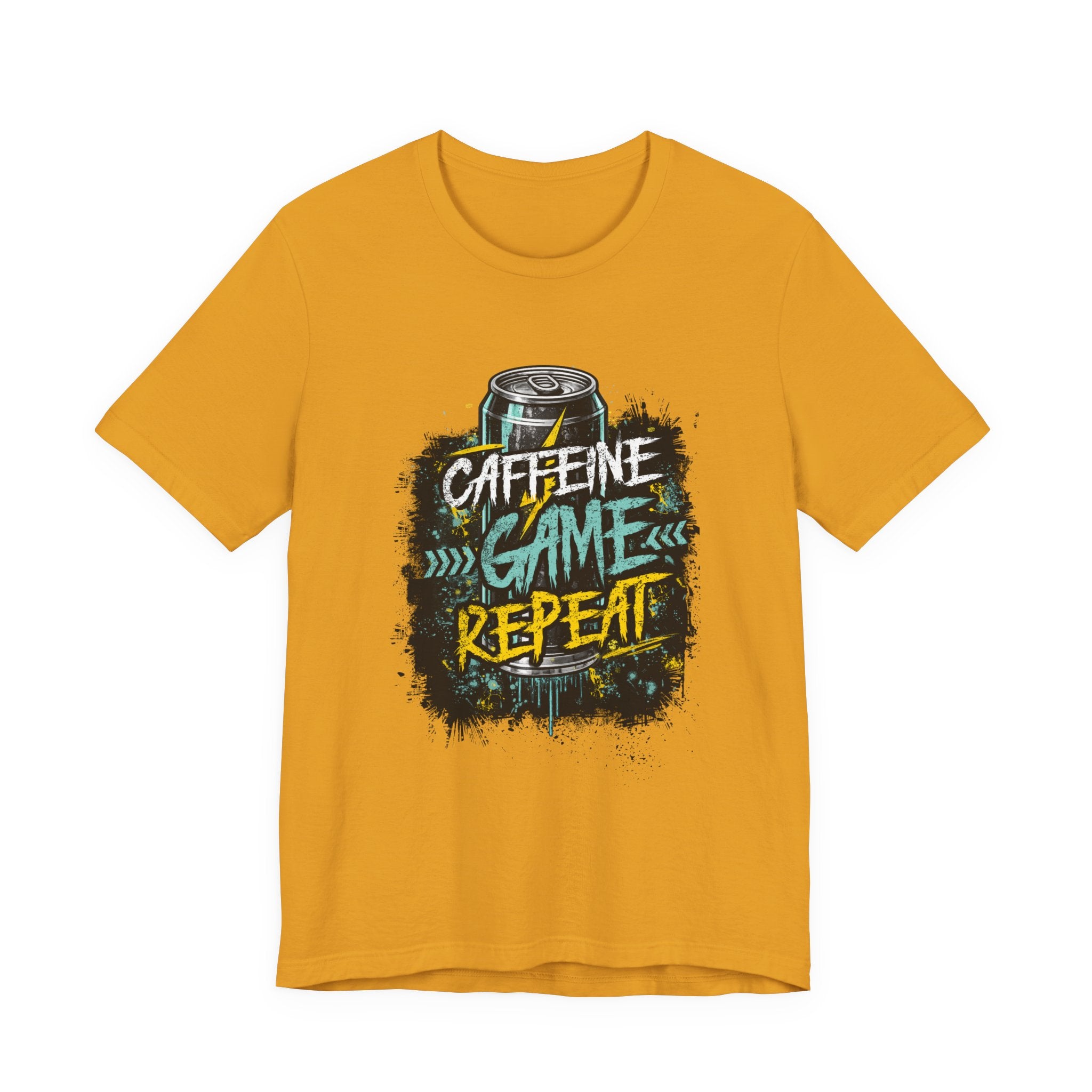 Caffeine Game Repeat T‑Shirt — Gamer Coffee Tee for Streamers & PC Players