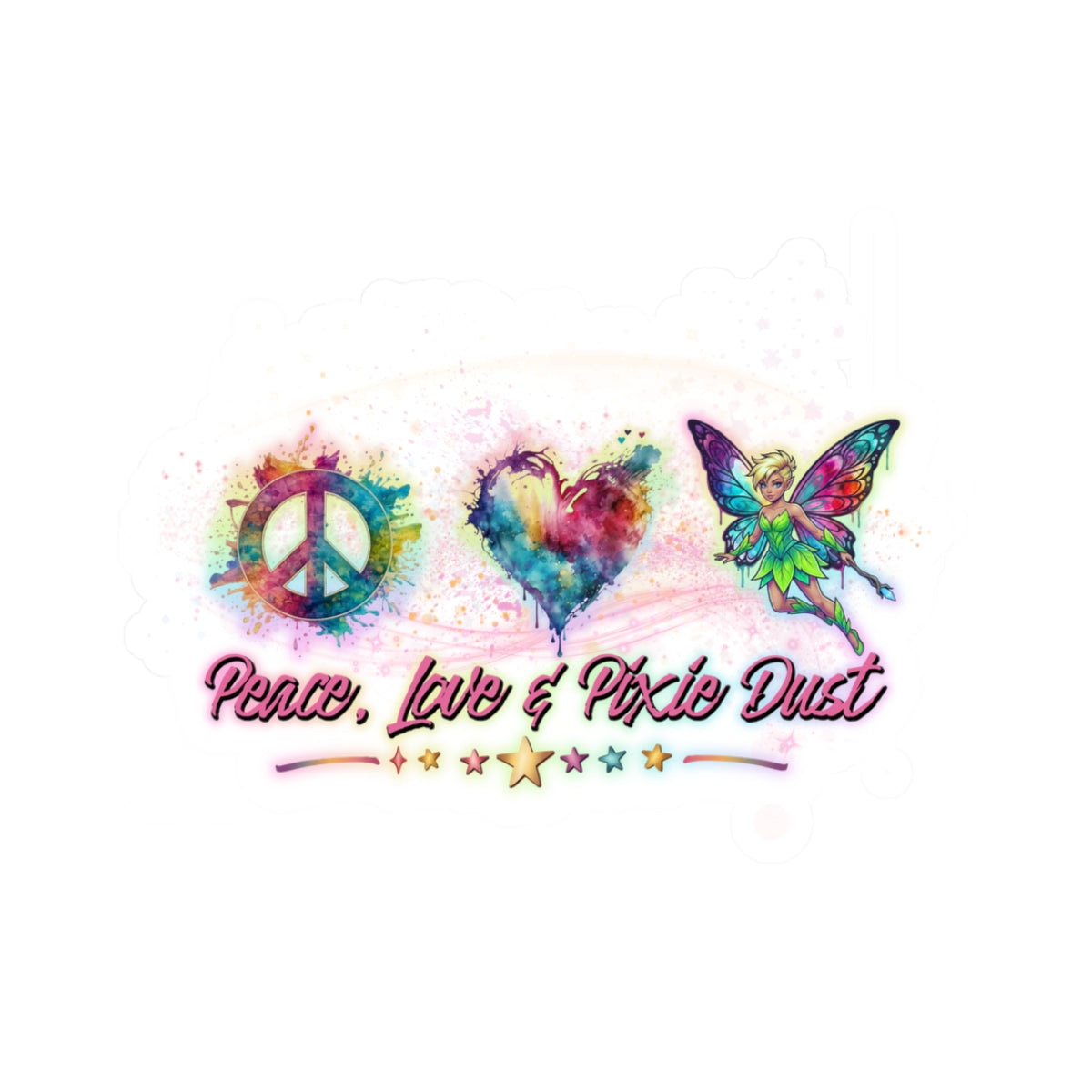 Peace, Love & Pixie Dust Fantasy Watercolor Vinyl Sticker