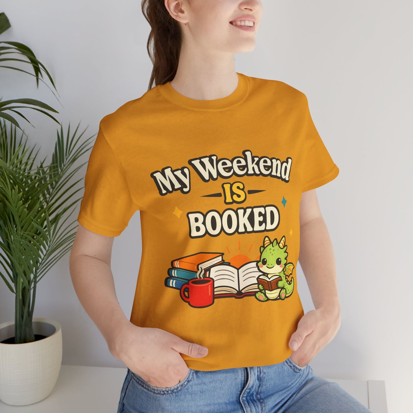 My Weekend Is Booked Cute Book Dragon Reading T-Shirt