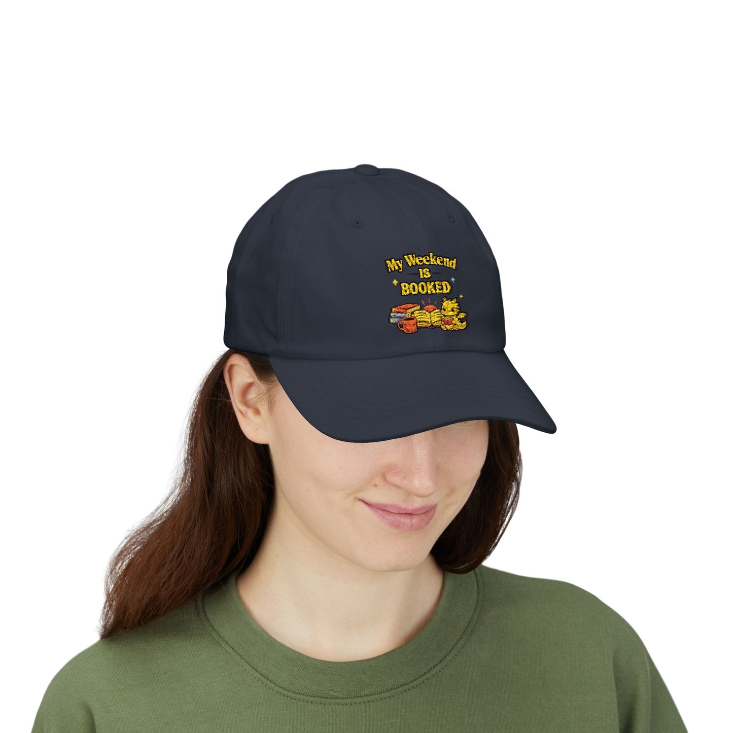 My Weekend Is Booked | Cute Book Dragon Embroidered Dad Cap