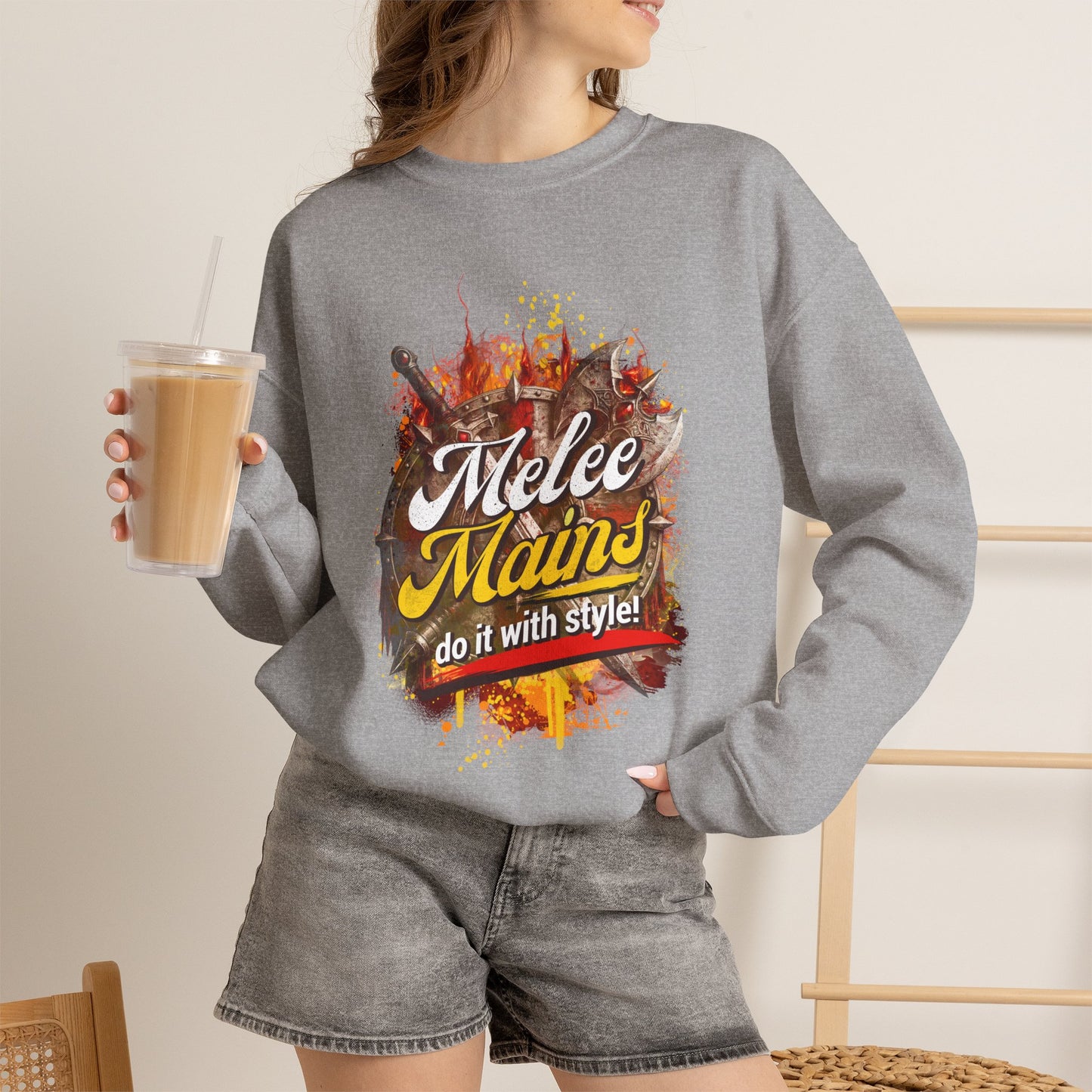 Melee Mains Crewneck Sweatshirt – “Do It With Style” Gamer Graphic Pullover