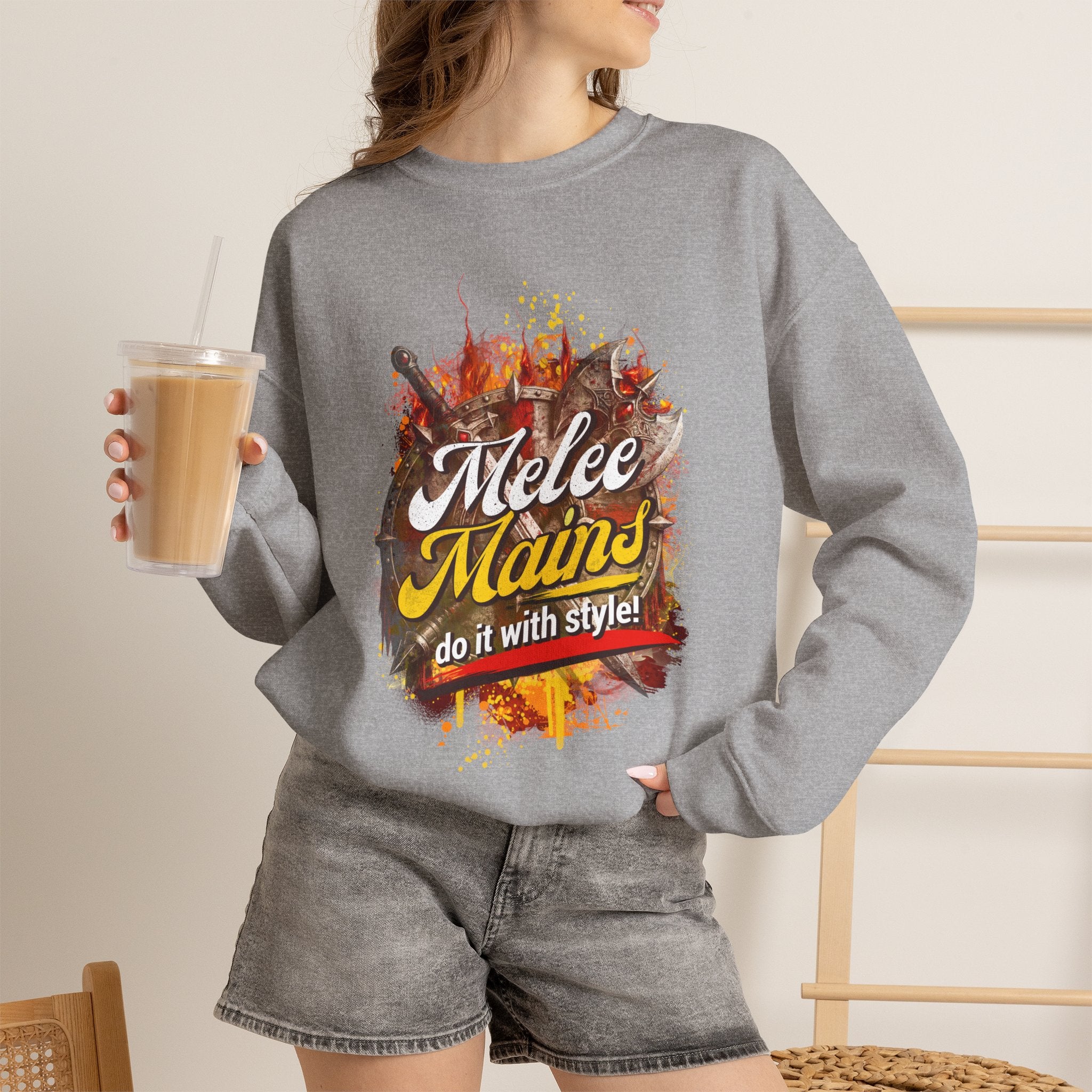 Melee Mains Crewneck Sweatshirt – “Do It With Style” Gamer Graphic Pullover