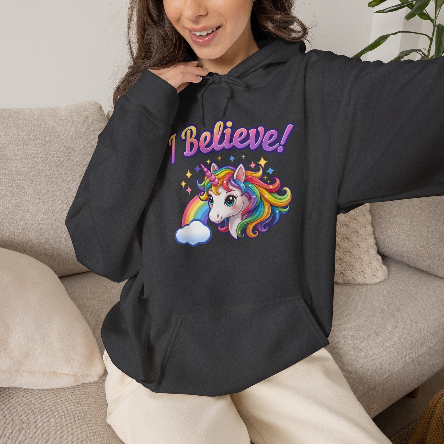 I Believe! Unicorn Hoodie | Colorful Fantasy Mythical Creature Pullover Sweatshirt