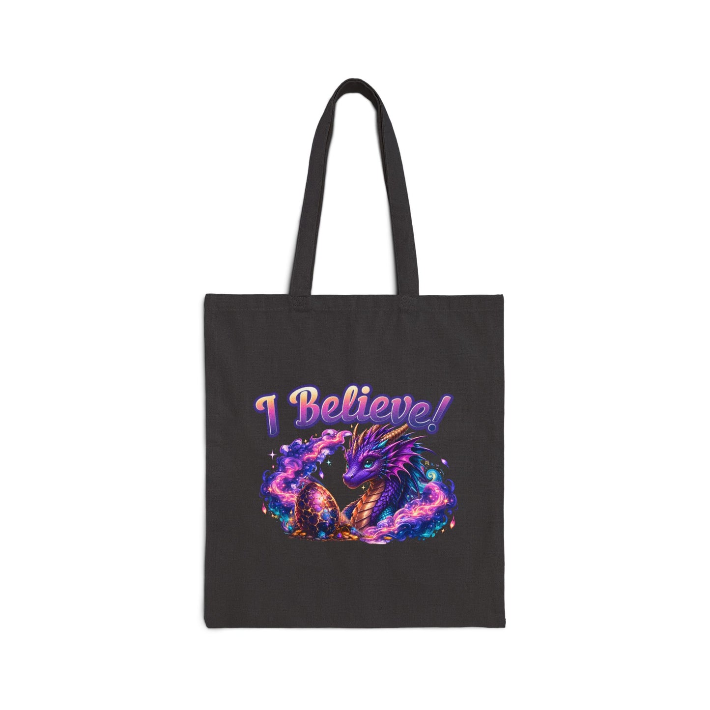 I Believe! Dragon Cotton Tote Bag | Magical Fantasy Dragon Egg Book Lover Tote