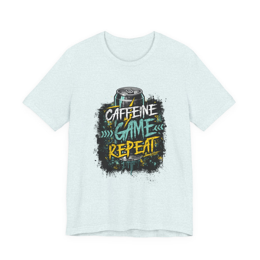 Caffeine Game Repeat T‑Shirt — Gamer Coffee Tee for Streamers & PC Players