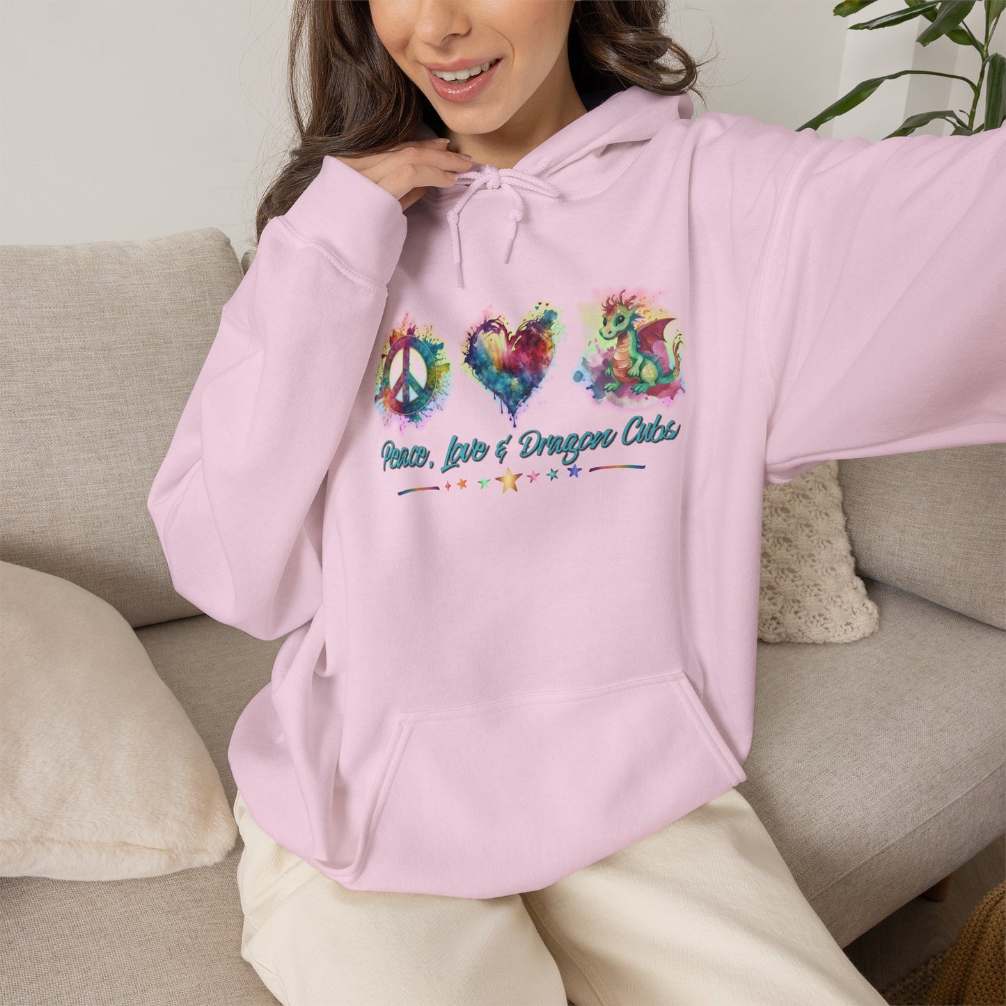 Peace, Love & Dragon Cubs Fantasy Pullover Hoodie