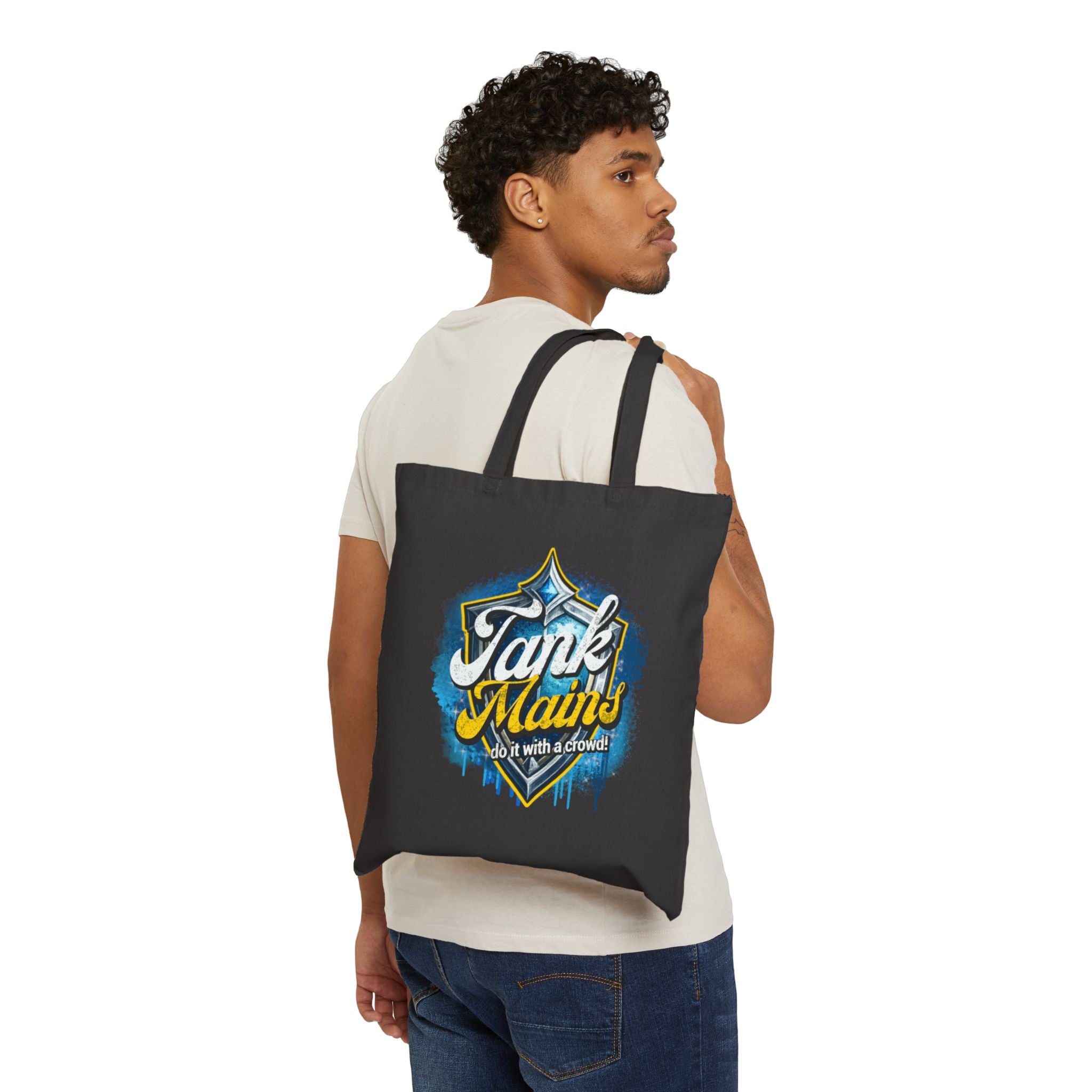 Tank Mains Graphic Tote Bag — "Tank Mains do it with a crowd" Cotton Canvas Tote