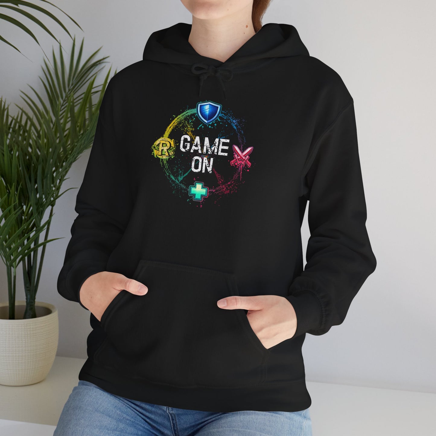 Tank DPS Heal Repeat Hoodie | MMO RPG Gamer Hoodie | Neon Graffiti Gaming Sweatshirt