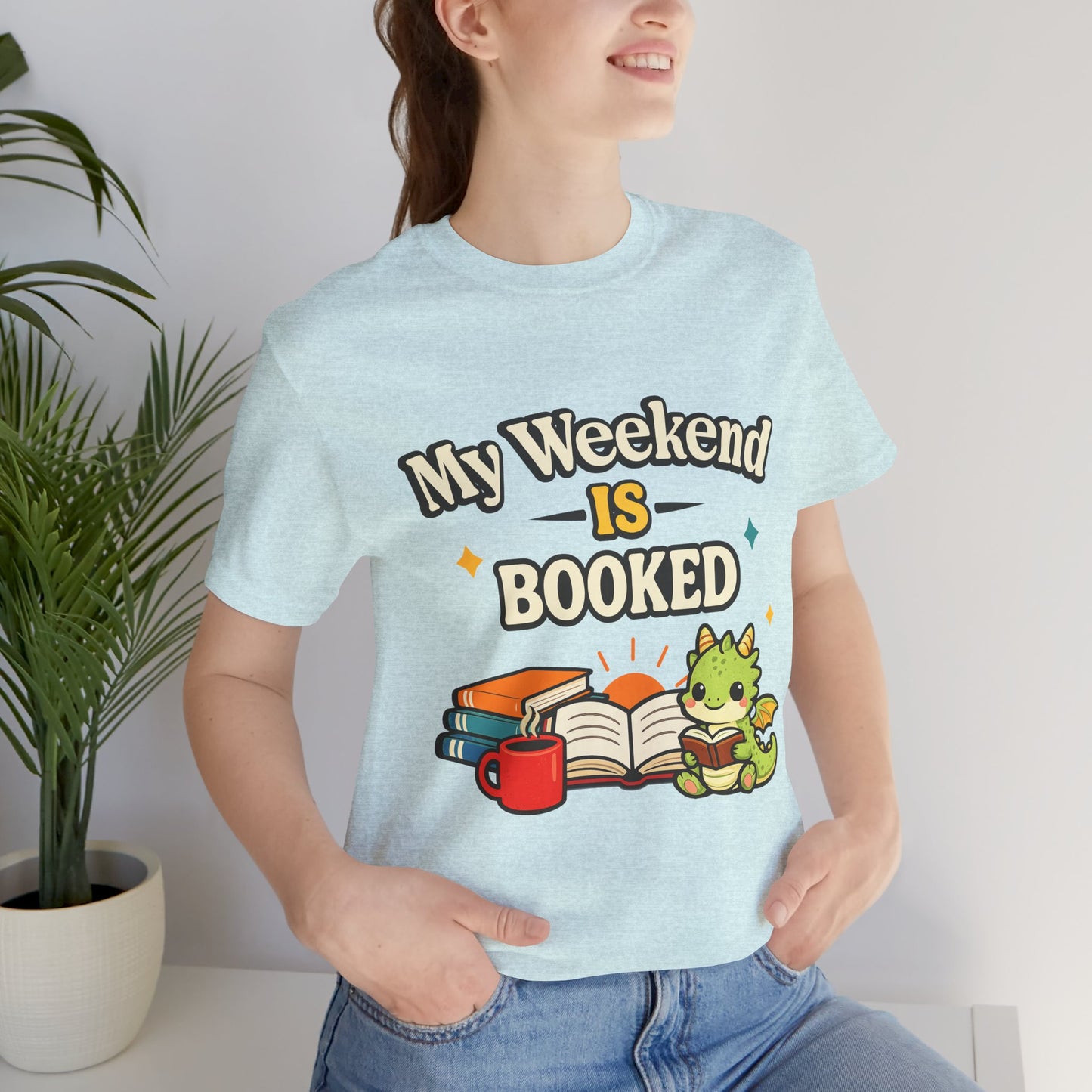 My Weekend Is Booked Cute Book Dragon Reading T-Shirt