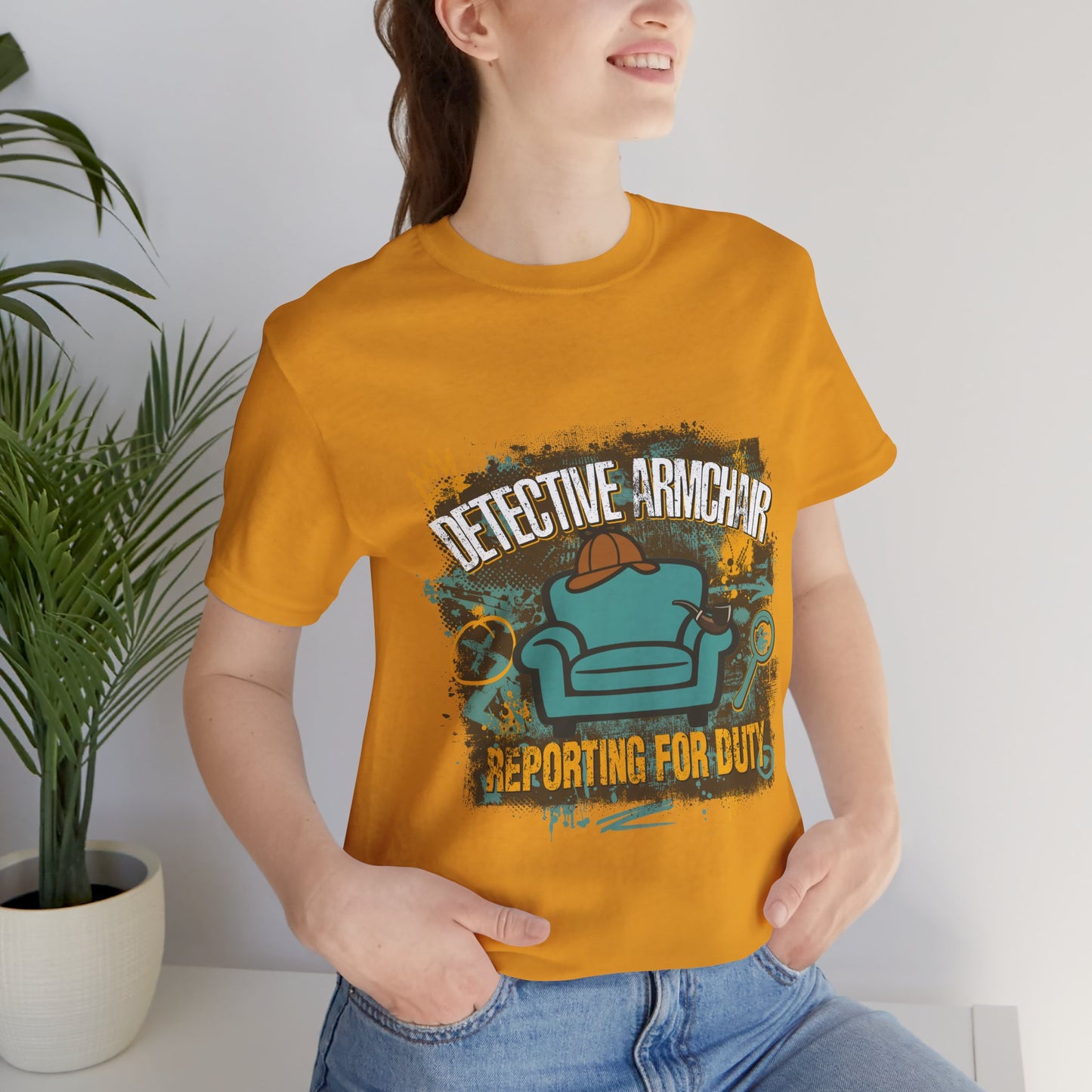 Detective Armchair Reporting for Duty Funny True Crime Graphic T-Shirt