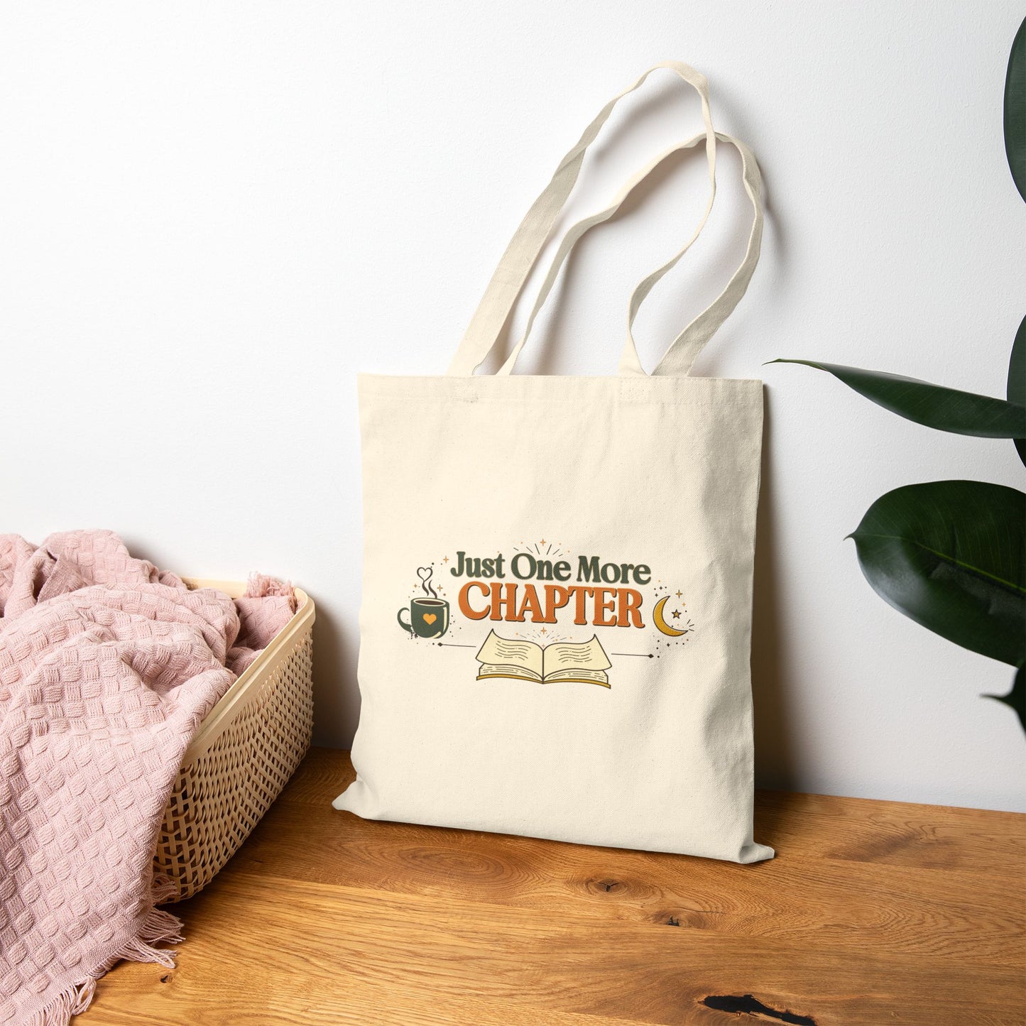 Just One More Chapter | Vintage Book Lover Cotton Canvas Tote Bag