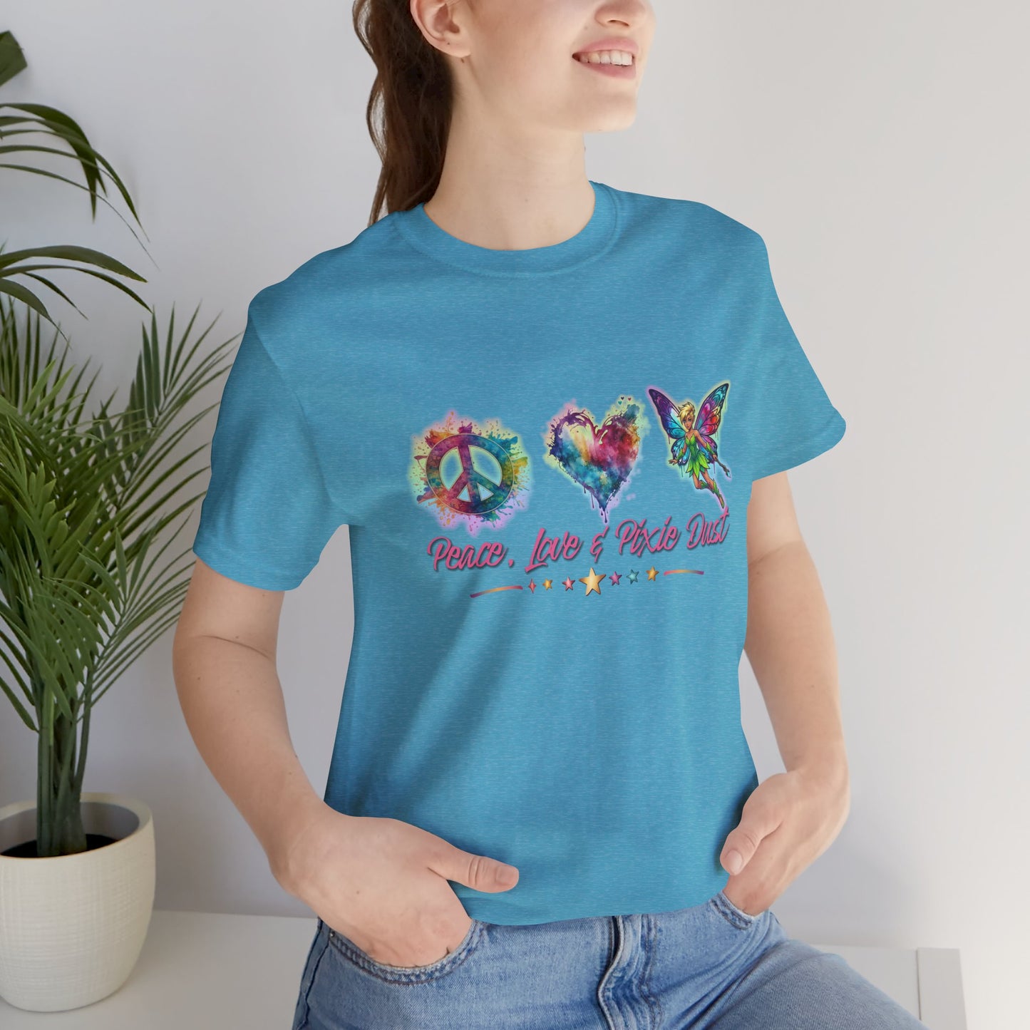 Peace, Love & Pixie Dust Watercolor Fantasy T-Shirt