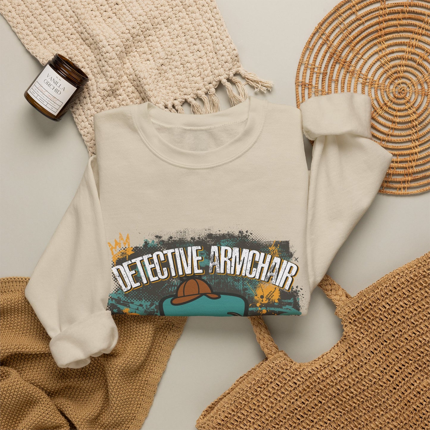 Detective Armchair Reporting for Duty Funny True Crime Crewneck Sweatshirt