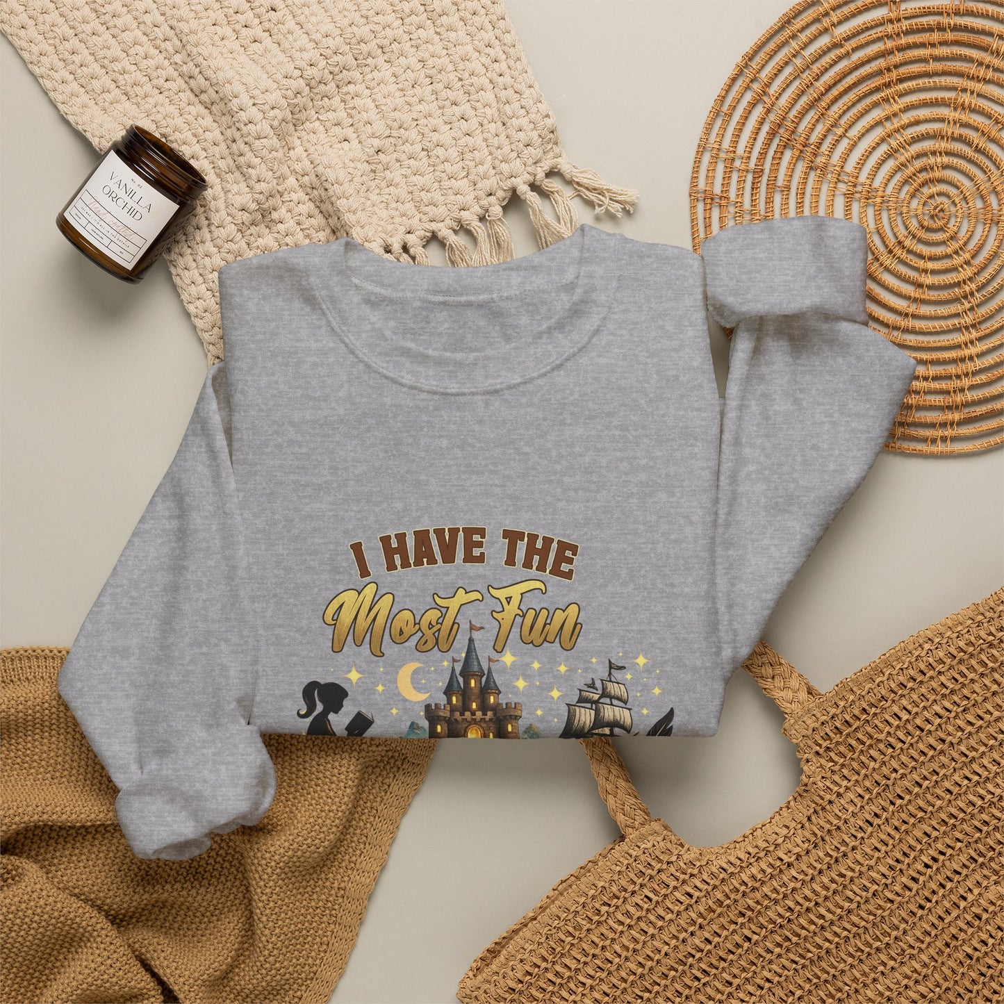 I Have the Most Fun Between the Pages Crewneck Sweatshirt | Fantasy Book Lover Pullover