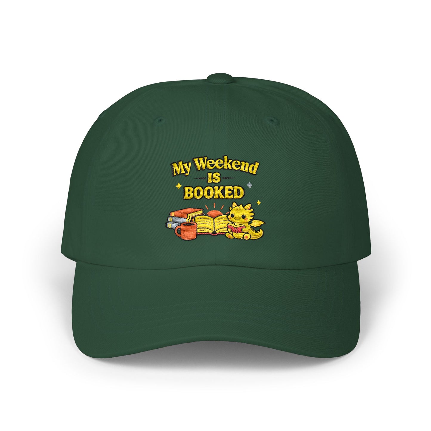 My Weekend Is Booked | Cute Book Dragon Embroidered Dad Cap