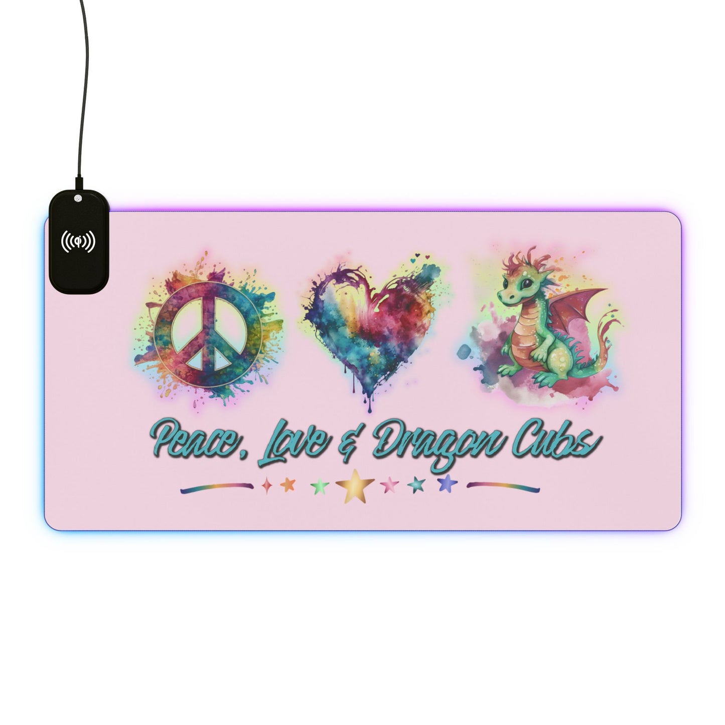 Peace, Love & Dragon Cubs Extended Gaming Mouse Pad