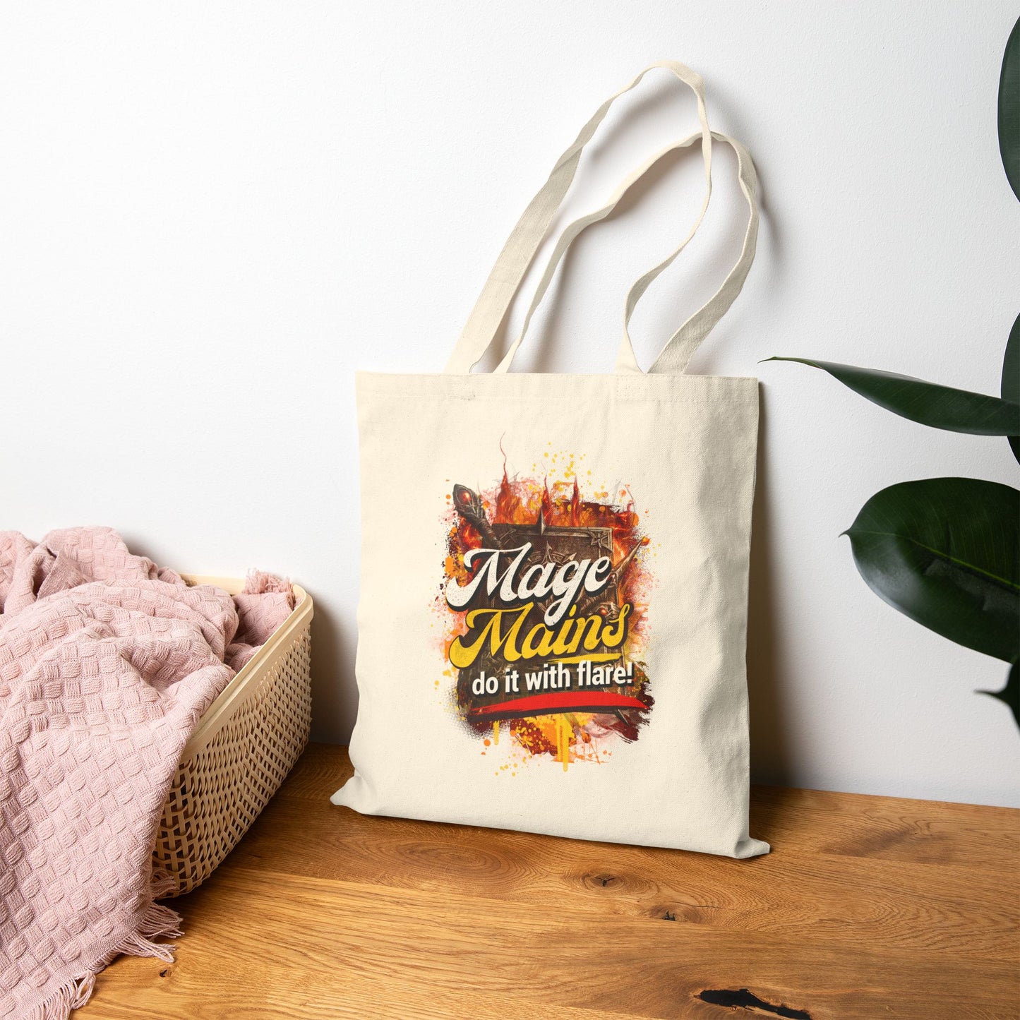 Tote Bag | "Mage Mains Do It With Flare" Canvas Gamer Tote