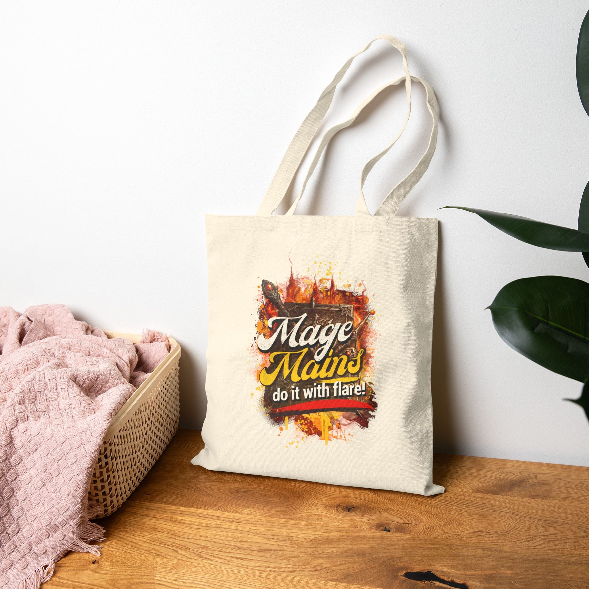 Tote Bag — "Mage Mains Do It With Flare" Canvas Gamer Tote