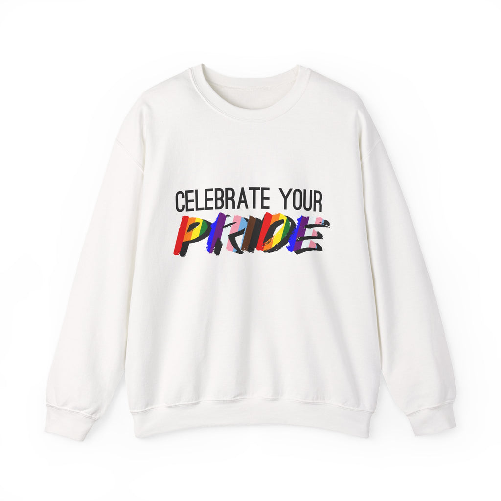 Celebrate Your Pride Crewneck Sweatshirt — Rainbow LGBTQ+ Pride Pullover