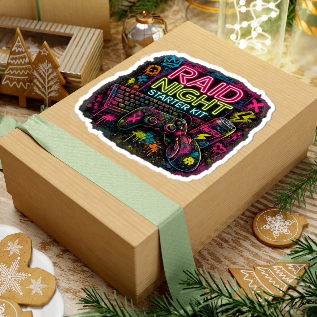 Raid Night Starter Kit | Retro Neon Gamer Vinyl Sticker