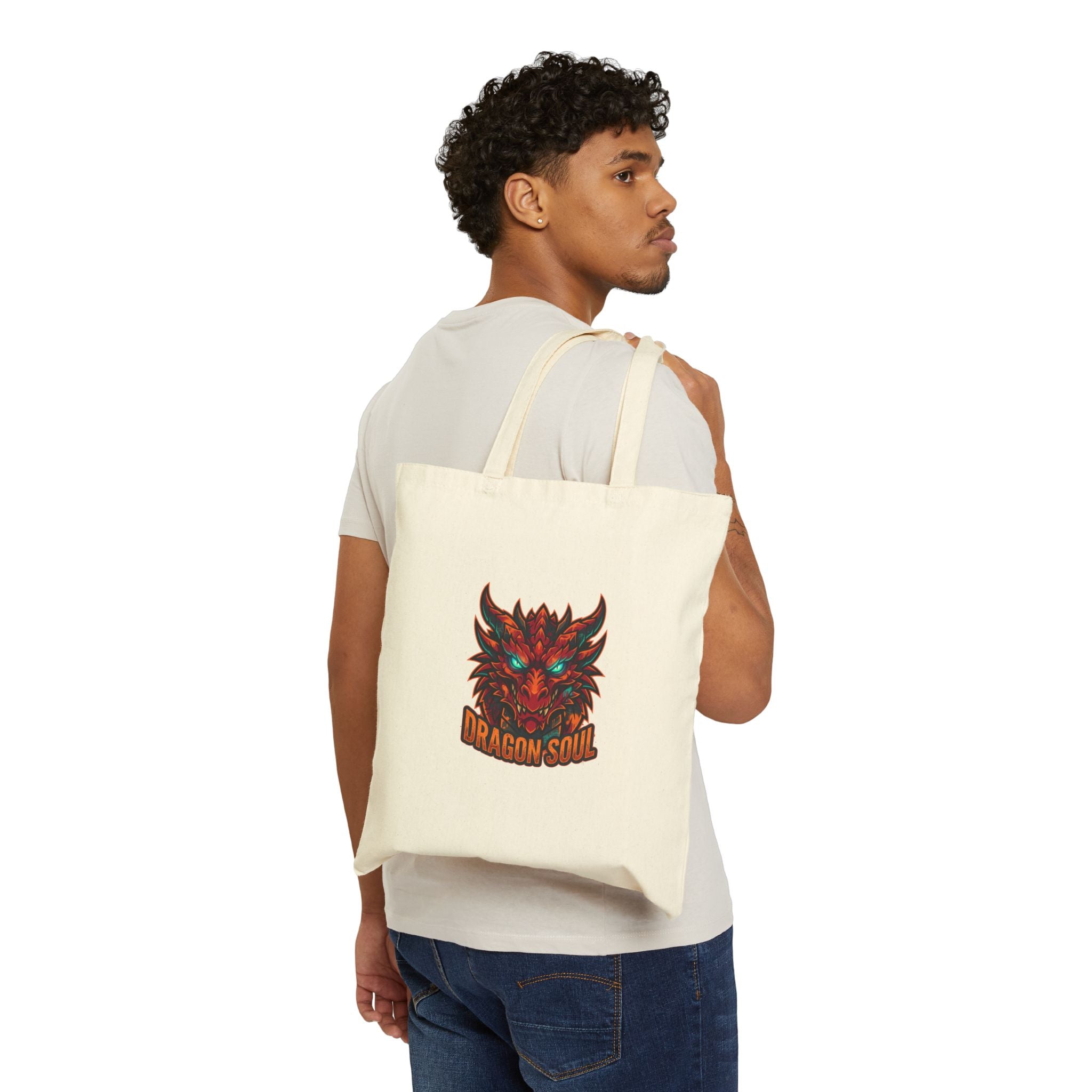 Dragon Soul Tote, dragon fantasy art, mythical creature, tattoo style