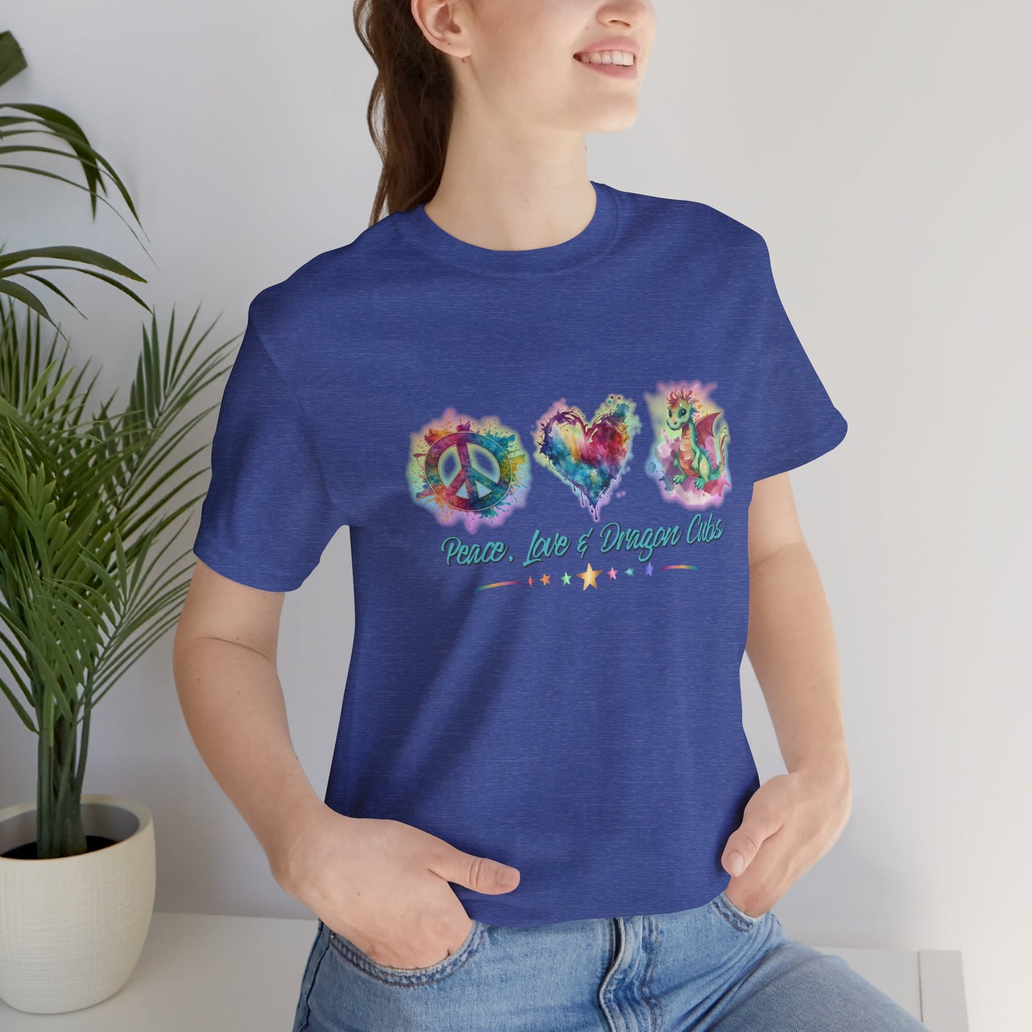 Peace, Love & Dragon Cubs Watercolor Fantasy Dragon Lover T-Shirt