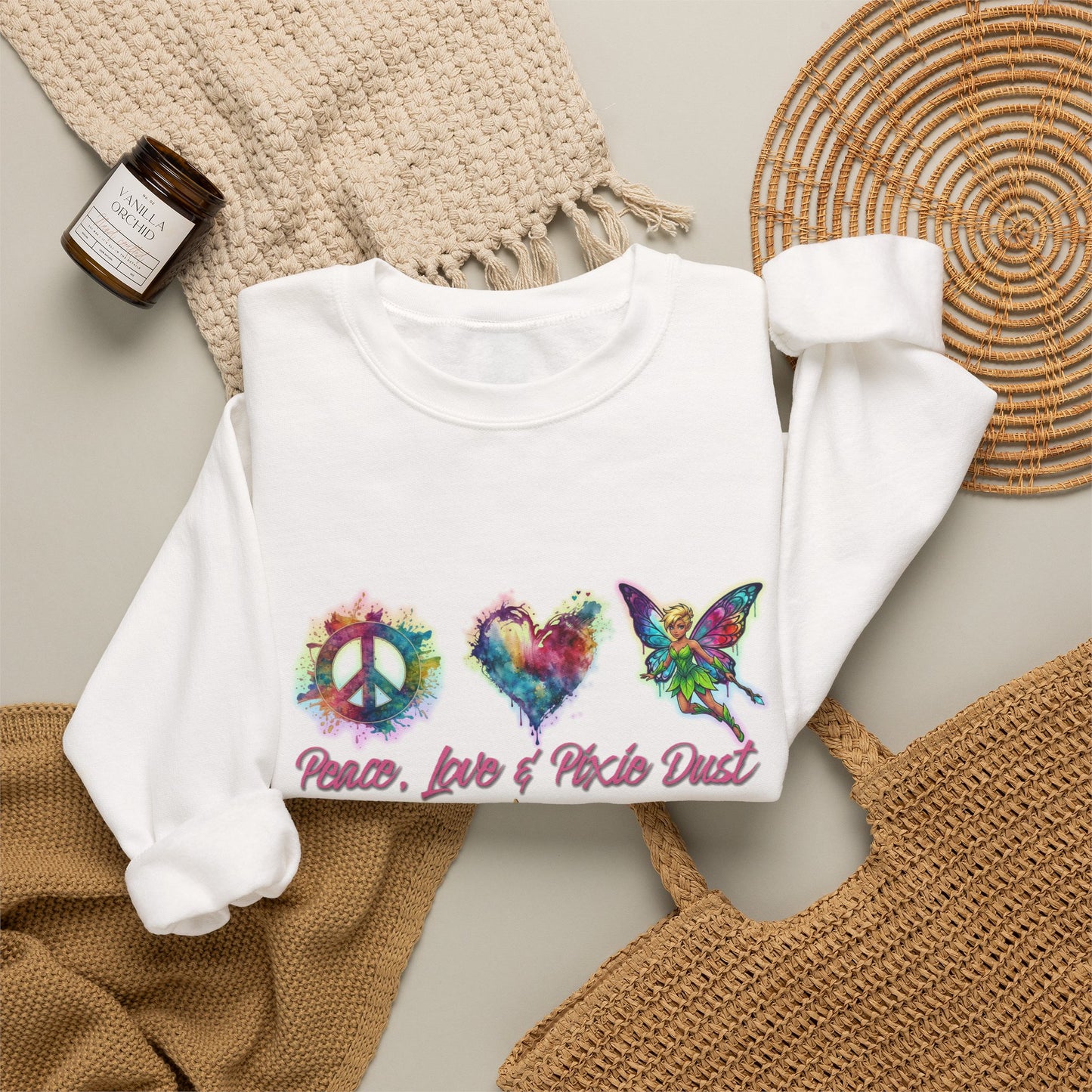 Peace, Love & Pixie Dust Fantasy Crewneck Sweatshirt