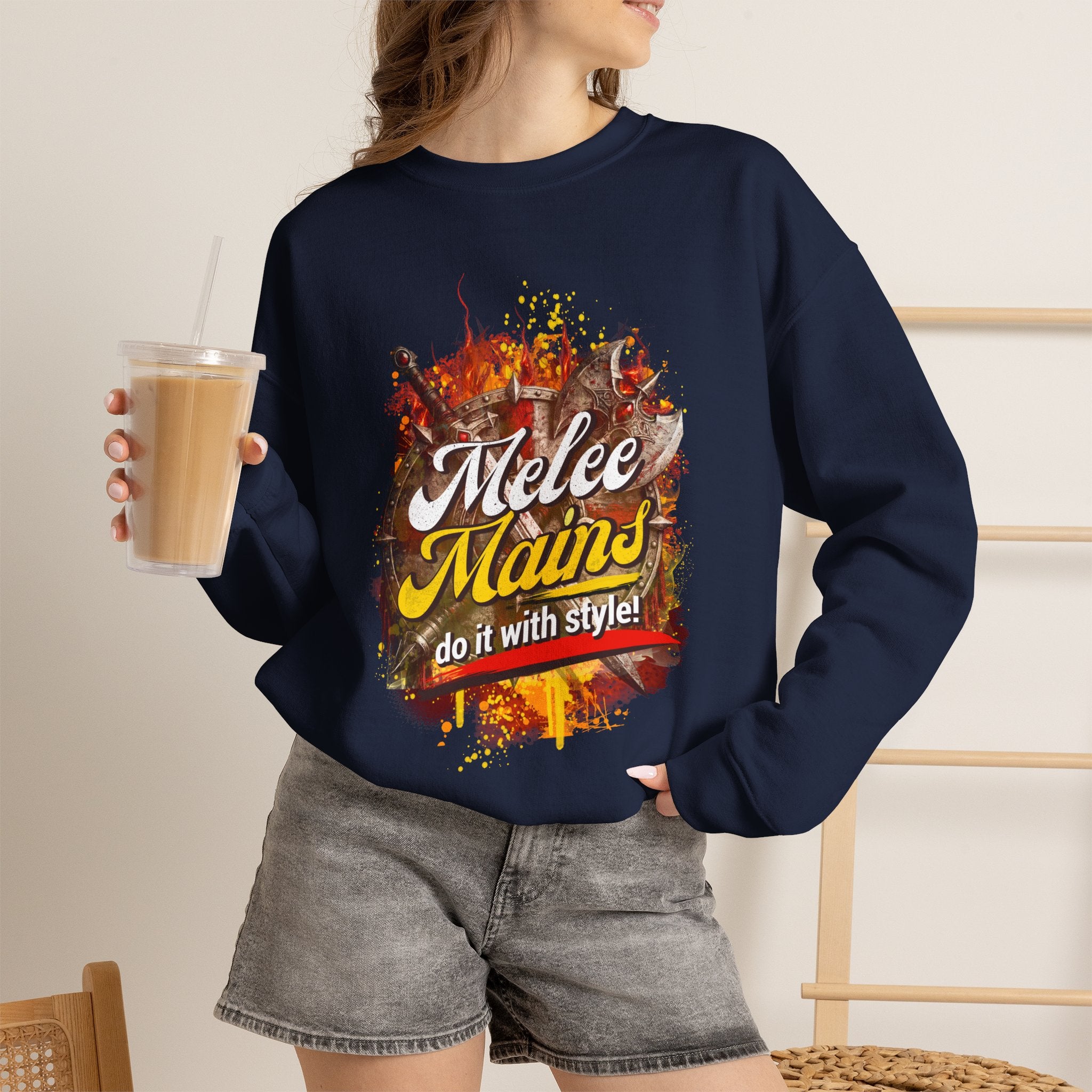 Melee Mains Crewneck Sweatshirt – “Do It With Style” Gamer Graphic Pullover