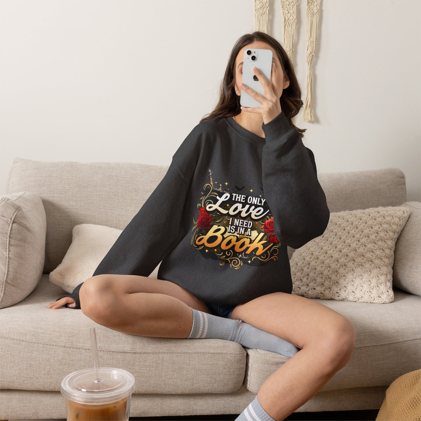 The Only Love I Need Is in a Book Crewneck Sweatshirt | BookTok Romantasy Pullover