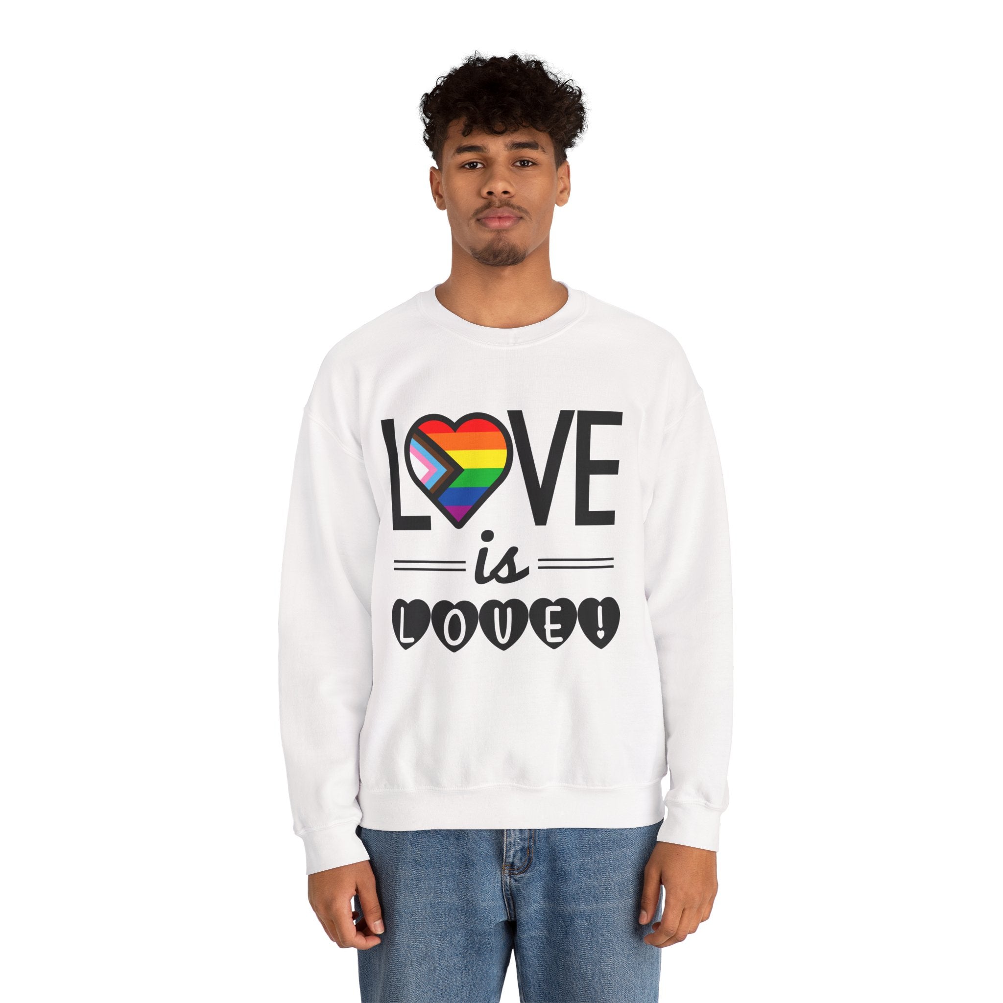 Love Is Love Sweatshirt — Rainbow Heart Pride Crewneck