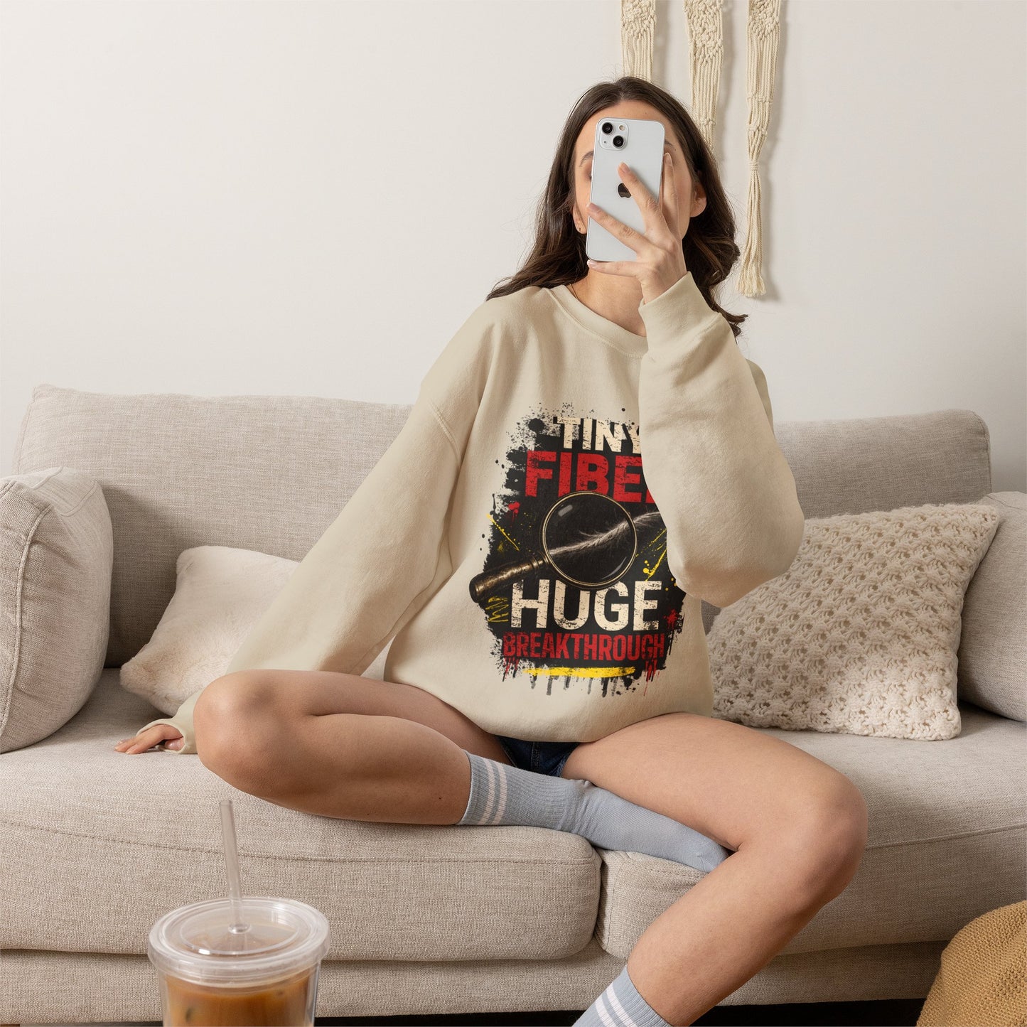 Tiny Fiber Huge Breakthrough Crewneck Sweatshirt | True Crime Forensics Pullover