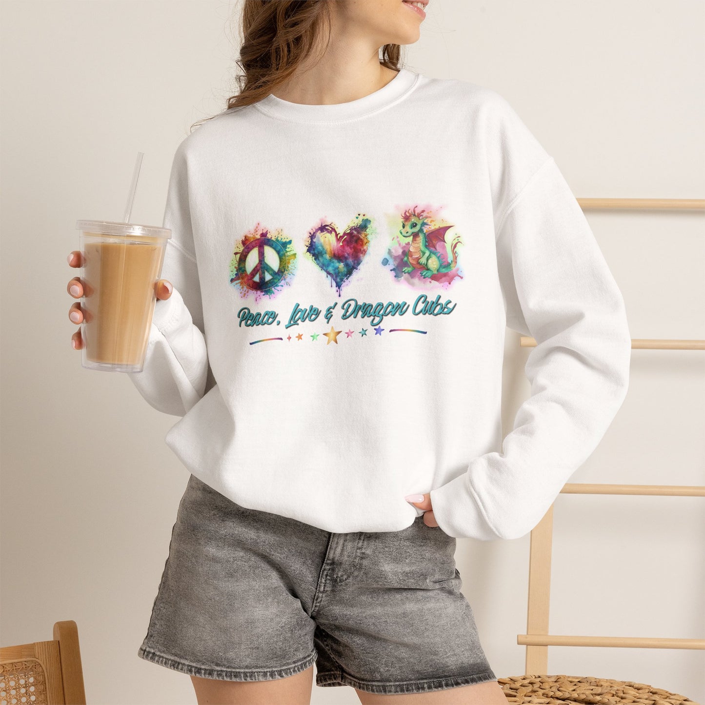 Peace, Love & Dragon Cubs Fantasy Crewneck Sweatshirt