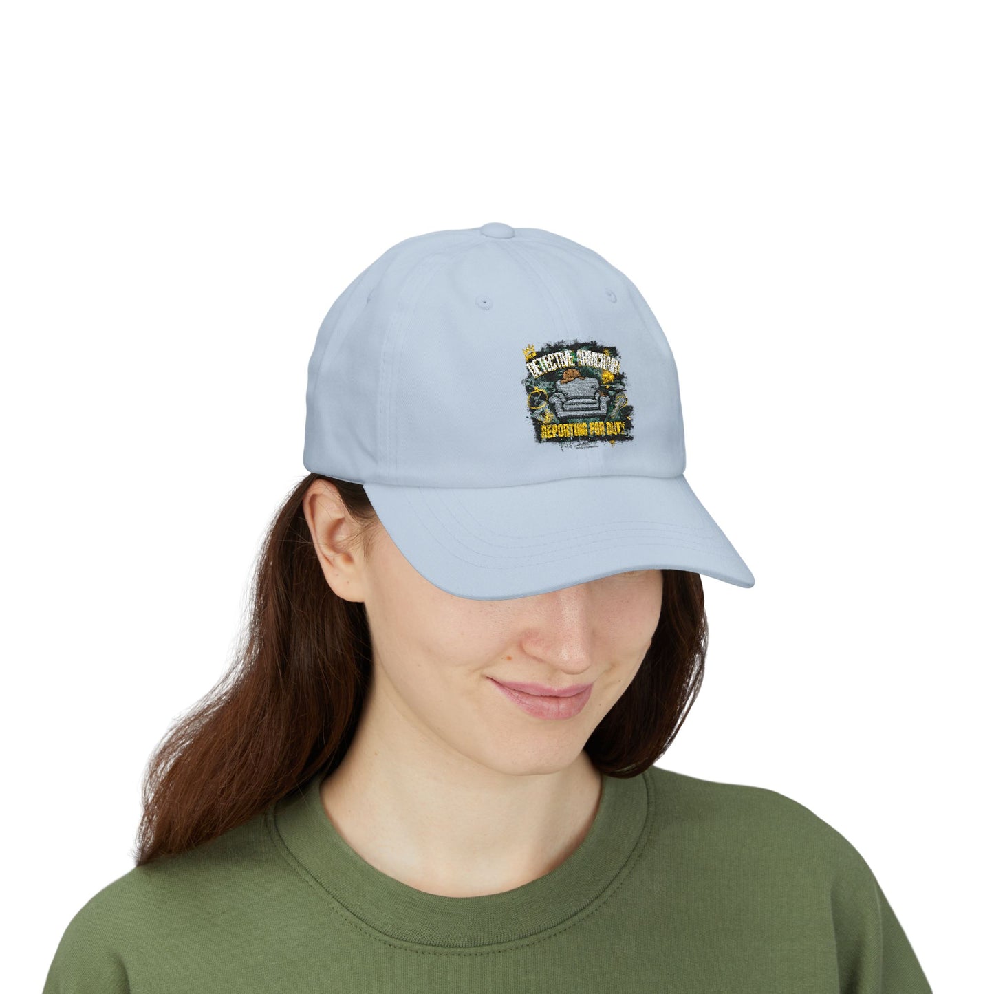Detective Armchair Reporting for Duty Funny True Crime Dad Cap