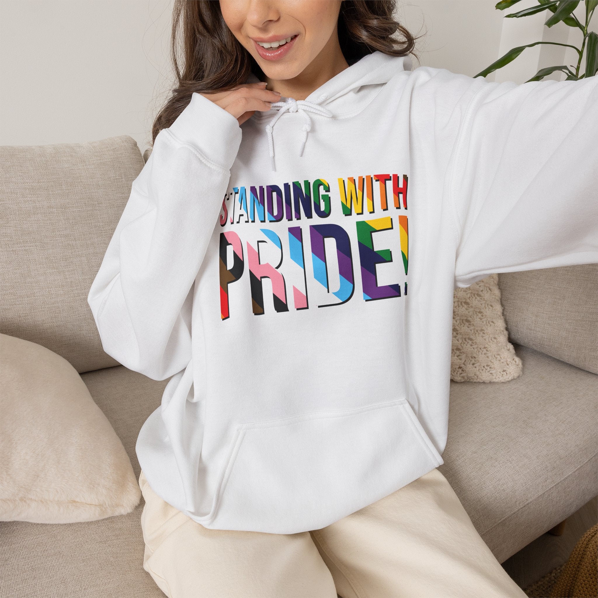 Standing With Pride Hoodie — Rainbow LGBTQ+ Ally Sweatshirt