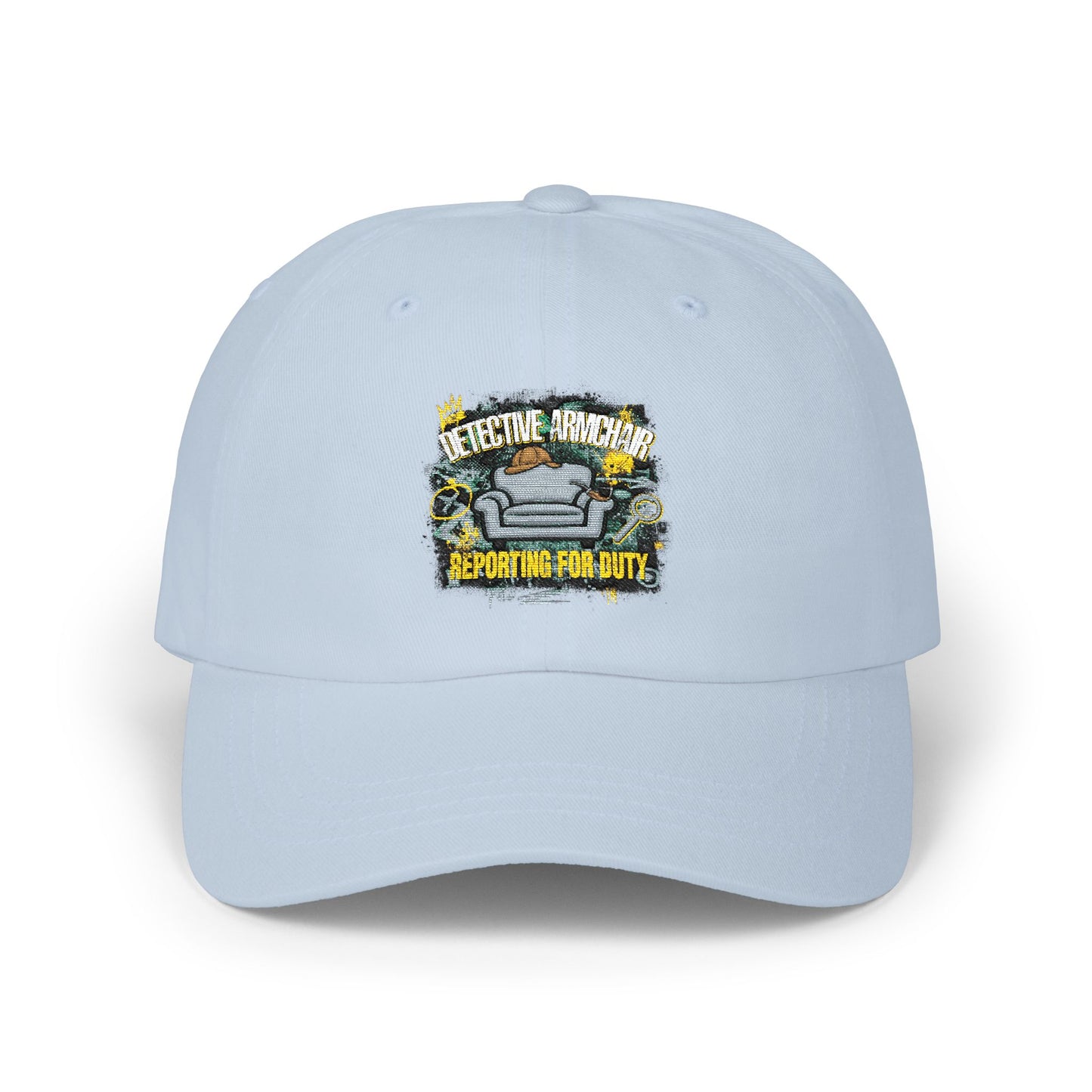 Detective Armchair Reporting for Duty Funny True Crime Dad Cap